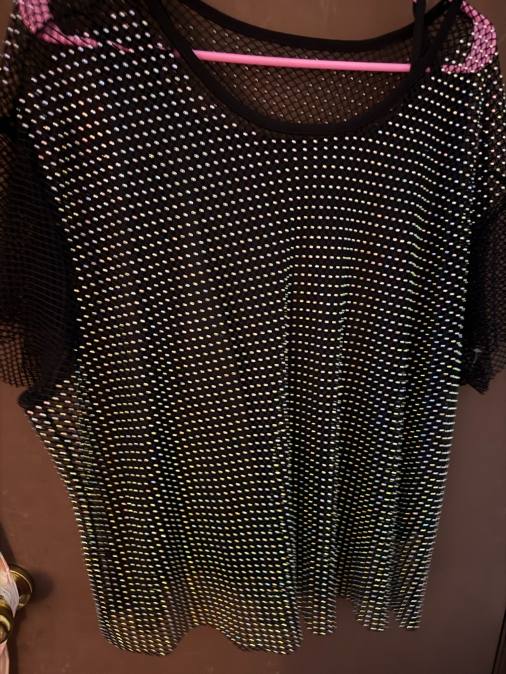 torrid Black Mesh Top with Multicolor Iridescent Studs